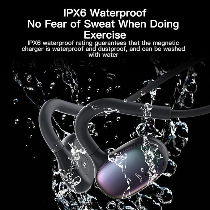 Ulian Open Ear Sports Headphones, Air Conduction Bluetooth 5.3 Wireless Headset with Deep Bass, Noise Canceling and Comfort Wearing, IPX6 Waterproof Sports Earbuds for Gym, Workout, Running, Cycling