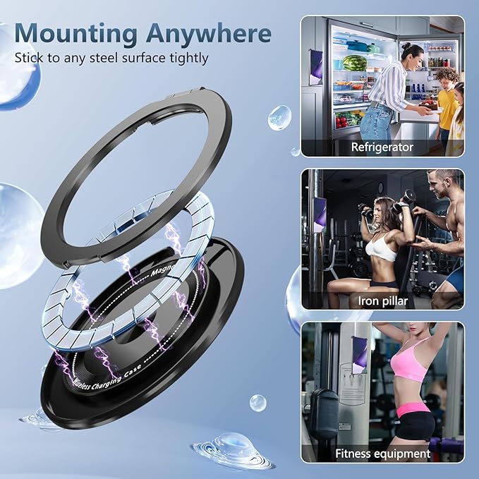 Magnetic for Samsung Galaxy Note 20 Ultra Case Compatible with MagSafe Wireless Charging,with Screen Protector,Phone Case Built-in 360°Kickstand Shockproof Military Grade Drop Protection Black