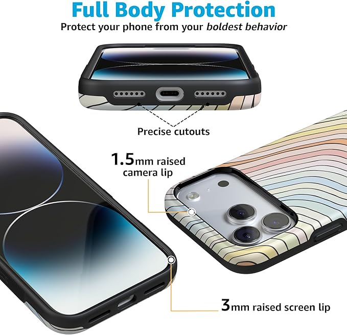 Casely iPhone 17 Pro Case | Ride The Wave | Pastel Rainbow Lined | Compatible with MagSafe | Bold Protective Design