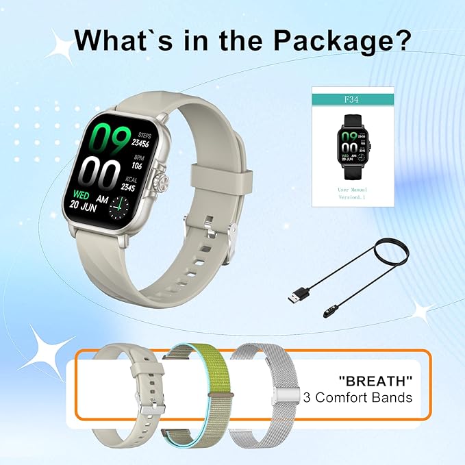 Smart Watches for Women Men Fitness Tracker Watch 2.04 HD Screen Sport Watch with ChatGpt AI Voice 3 Bands Step Counter 24/7 Heart Rate Sleep Monitor Smartwatch for Android iOS (Silver)