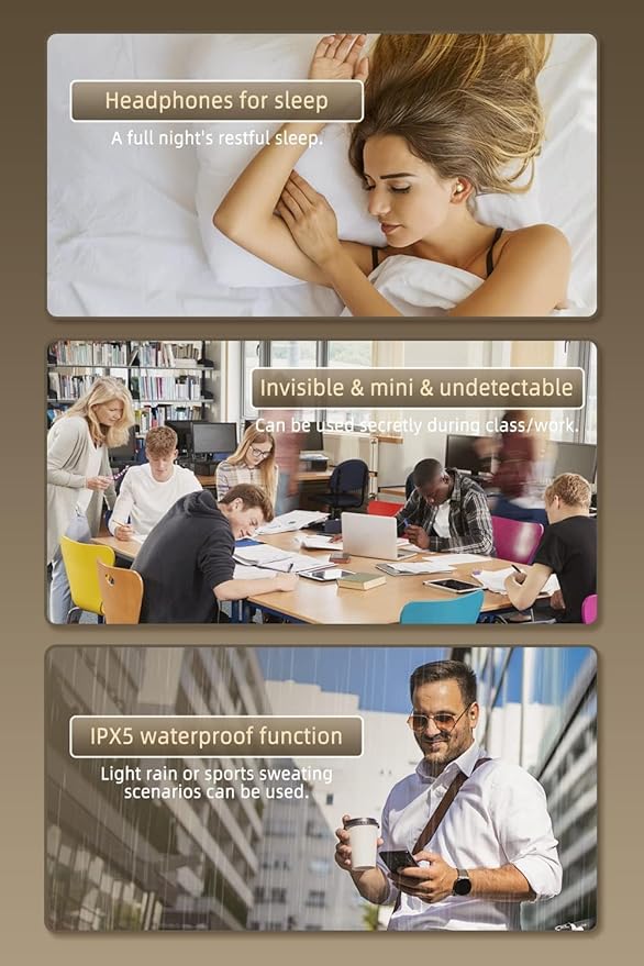 Sleep Earbuds Small Bluetooth Earbuds Mini Wireless Discreet Earbud for Music, Home, Work (Nude)