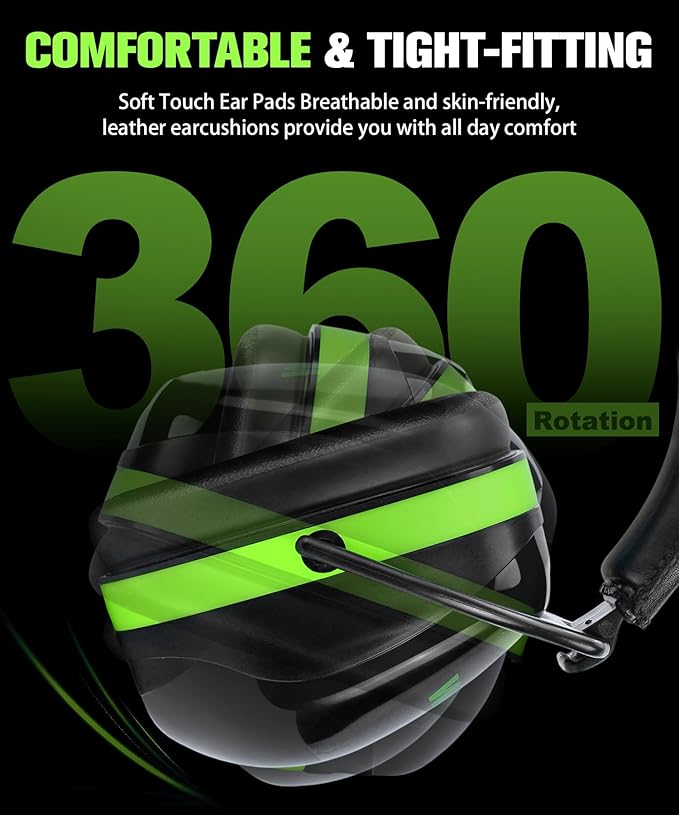 ZOHAN 012 Noise Reduction Earmuffs 2 Packs for Hearing Protection, NRR 28dB Adjustable Safety Ear Muffs for Mowing, Autism