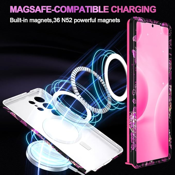 Casetego for Galaxy S25 Ultra Case,Compatible with MagSafe,[Military Grade Drop Test] Full Body Protection Slim Shockproof Rugged Marble Women Case for Samsung Galaxy S25 Ultra 6.9 inch,All Purple
