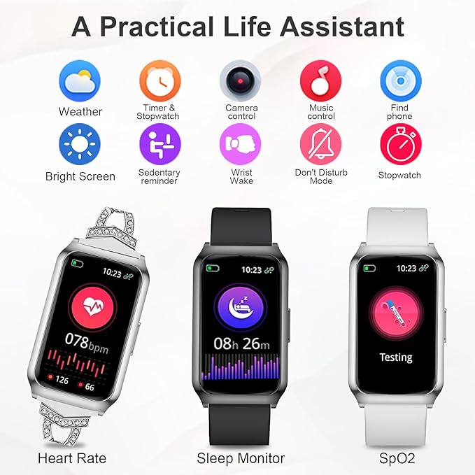 GADIXY Smart Watch,Fitness Tracker Watch 7 Day+ Battery with Heart Rate/Step Counter/Calories/spO2/Sleep Monitor,IP68 Fitness Smart Watches for Women Android&iOS Silver