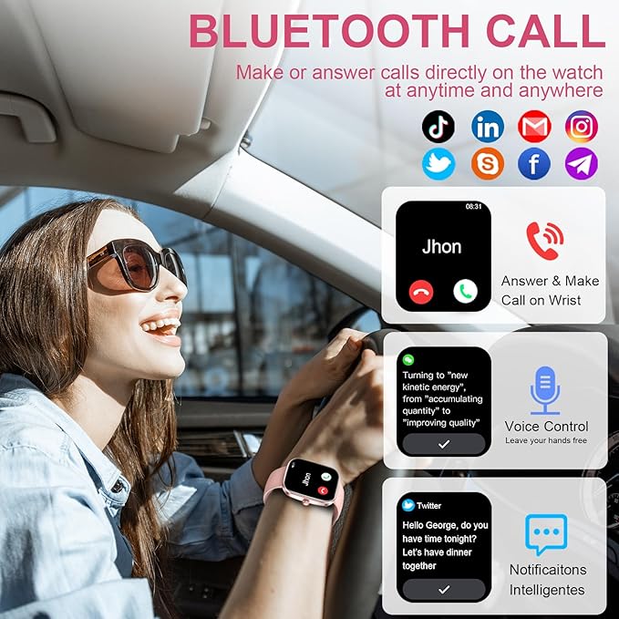 Kuizil Smart Watch, 1.91" Smartwatch for Men Women (Answer/Make Call), Fitness Tracker with 100+ Sport Modes, IP68 Waterproof, Heart Rate/Sleep Monitor, Pedometer, Activity Tracker for Android iOS