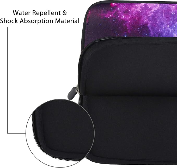 Violet Mist 11 11.6 12 Inch Laptop Sleeve Funny Galaxy Pattern Laptop Carrying Bag Case with Handle Cute Protective Neoprene Notebook Tablet Computer Travel Cover Pouch Briefcase, Purple Galaxy