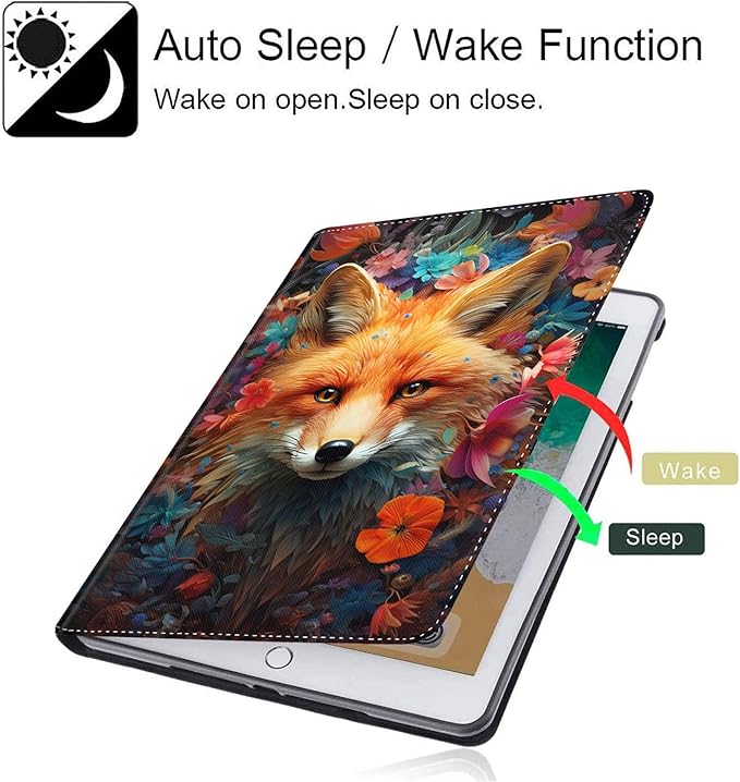Case for Galaxy Tab A9 Plus ， Auto Sleep/Wake Multi-Angle Viewing Slim Folio Stand Cover for Samsung Galaxy Tab A9+/A9 Plus 11 Inch 2023 (SM-X210/X216/X218), Fox with Flowers