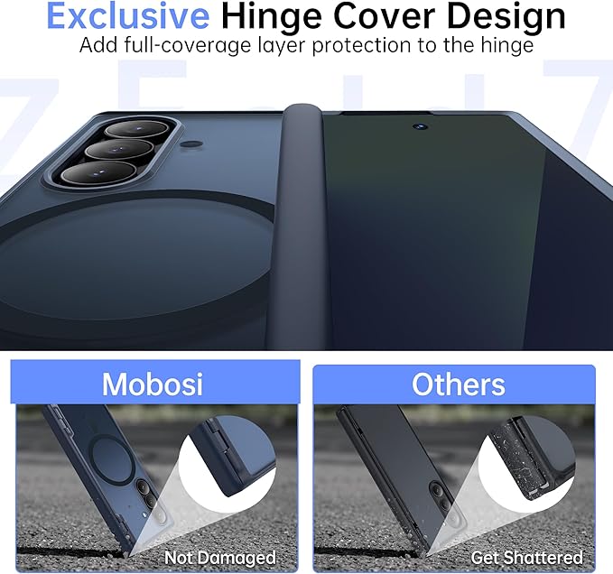 MOBOSI Magnetic for Z Fold 7 Case with Privacy Screen Protector, Compatible with Magsafe, Full-Body Slim Coverage Hinge Protection, Shockproof Phone Cover for Samsung Galaxy Z Fold7, Jet Black