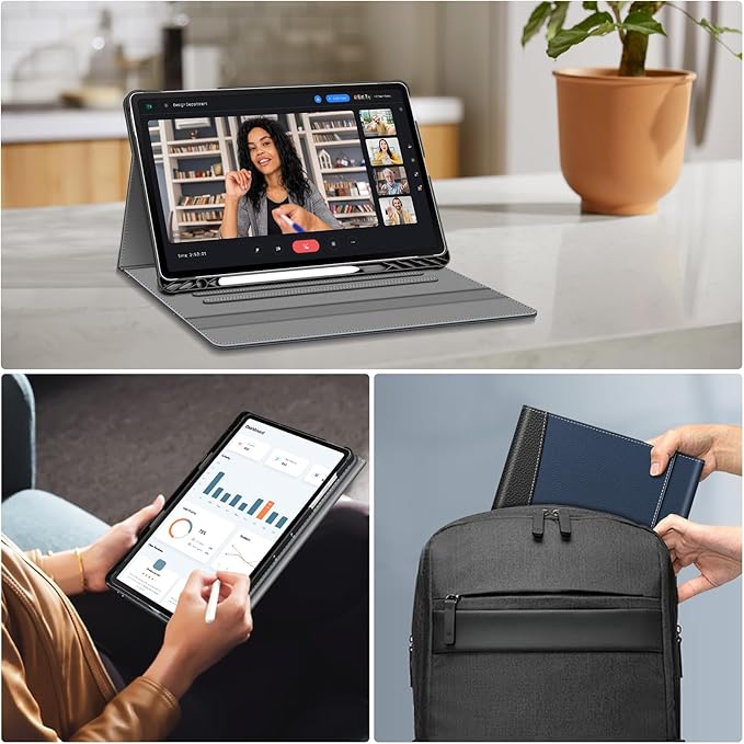 Fintie Case for Samsung Galaxy Tab S10 FE Plus 13.1 Inch 2025 Model (SM-X620/X626) with Built-in S Pen Holder, Multiple Angle Portfolio Business Cover with Pocket Auto Sleep/Wake, Navy