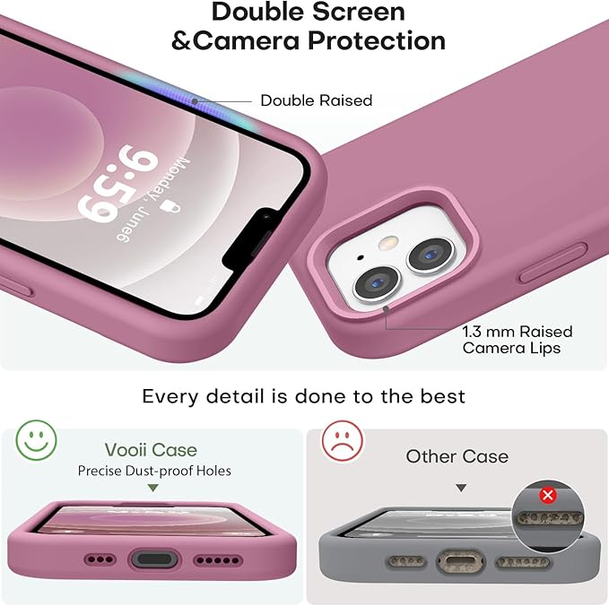 Vooii Compatible with iPhone 12 Case/iPhone 12 Pro Case, Liquid Silicone Upgrade [Soft Anti-Scratch Microfiber Lining] [Shockproof Drop Protection] Phone Case 6.1 inch - Lavender Purple