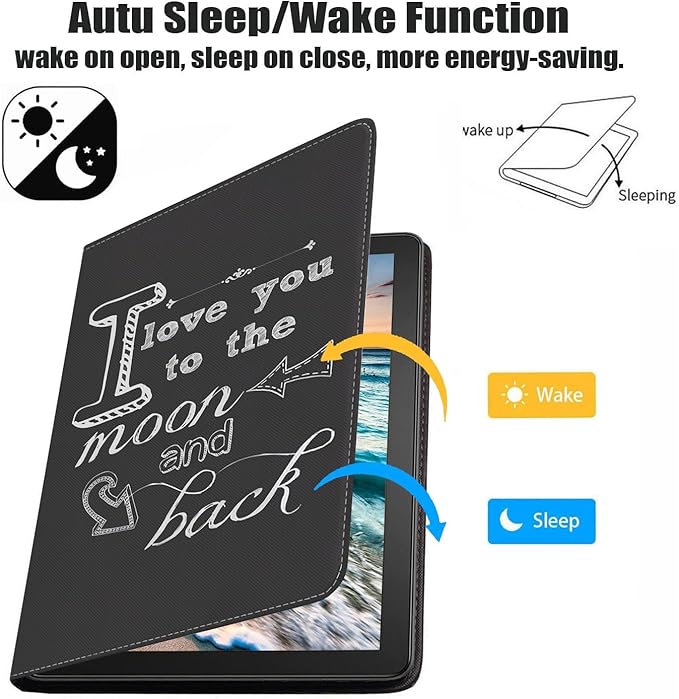 Case for Samsung Galaxy Tab A7 10.4 inch 2022/2020 (SM-T500/T503/T505/T507/T509), Premium PU Leather Stand Folio Cover with Auto Sleep/Wake, I Love You to The Moon and Back