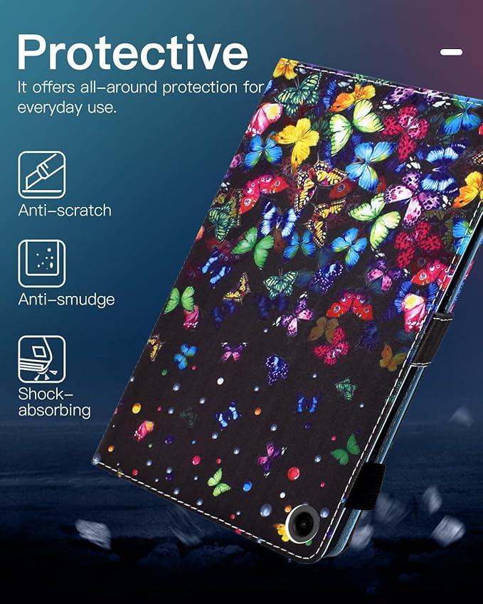 Case for Galaxy Tab A9+/A9 Plus 11 Inch 2024 (SM-X210/X216/X218), Funut PU Leather Folio Cover Multi-Angle Stand with Auto Wake/Sleep Case for Samsung Galaxy Tab A9 Plus/A9+ Tablet, Colorful Butterfly