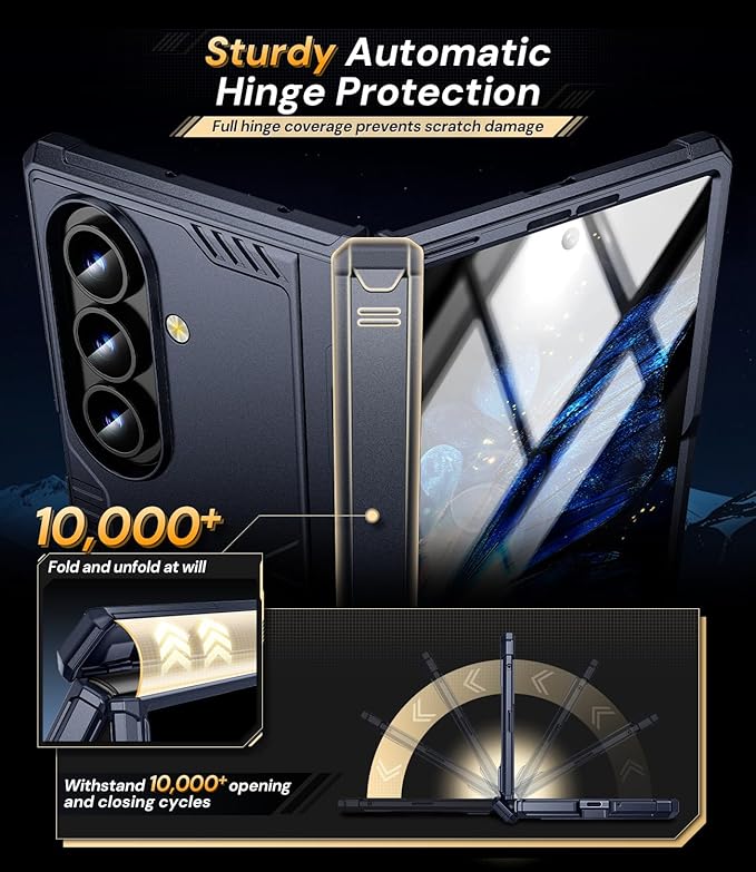 for Samsung Galaxy Z-Fold-7 Case: Dual-Stand & Rugged Hinge Protection & HD Screen Protector [Anti-Fingerprint & Anti-Slip] Durable Shockproof Cover for Z Fold7 5G 2025(Blue)