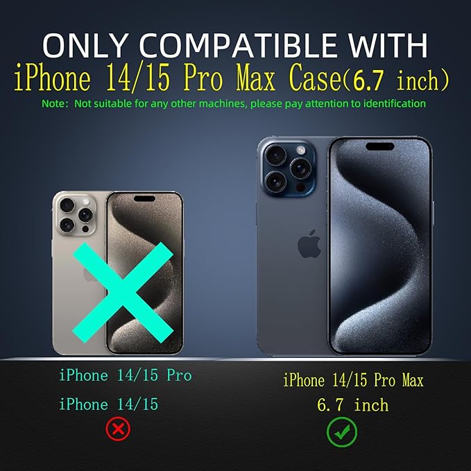 for iPhone 15 Pro Max Case Magnetic Compatible with MagSafe Wireless Charging,with 2 Screen Protectors,with Kickstand Shockproof Shock-Absorbent Heavy Duty Protection Scratch Resistant Green