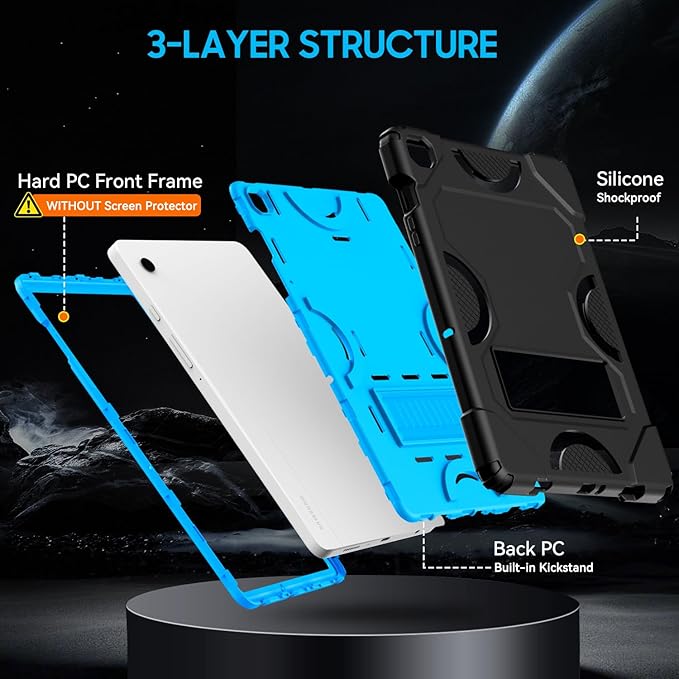 Case for Samsung Galaxy Tab A9+ 11 Inch 2023 Model (X210/X216/X218), Heavy Duty Shockproof Rugged Protective Case for Galaxy Tab A9 Plus Tablet (Black+Blue)