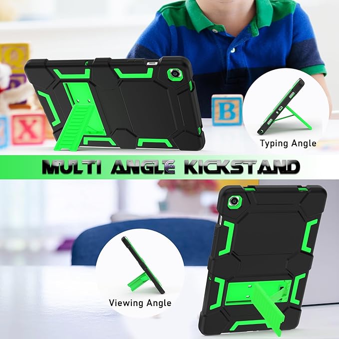 Case Compatible with Samsung Galaxy Tab A9+ / A9 Plus 11 inch 2023 - Heavy Duty Rugged Shockproof Protective Cover with Kickstand - for Samsung Tab A9+ Tablet (SM-X210/X216/X218), Black+Green