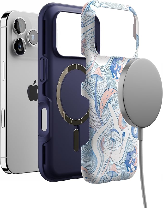 Casely iPhone 17 Pro Case | The Fun Guy | Enchanted Forest Mushroom Floral | Bold Protective Design | Compatible with MagSafe