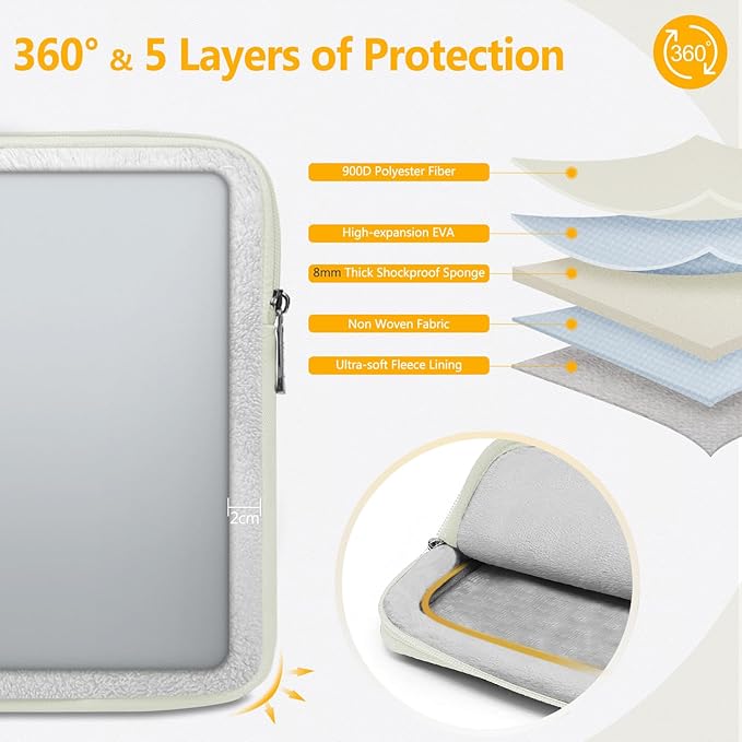 HYZUO 15-16 Inch Laptop Sleeve Bag Set for MacBook Pro 16 M4/M3/M2/M1 Pro/Max, 15" Surface Book, Notebook Case for 15" 15.6" HP Dell Lenovo ThinkBook Asus Acer Samsung Huawei, Beige