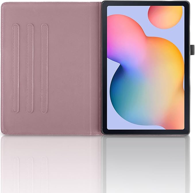 Rotating Case for Samsung Galaxy Tab A7 10.4'' 2022/2020 PU Leather Protective Cover Lightweight Flip Stand with Card Holder for Galaxy Tablet Model T500/T503/T505/T507-Rose Gold