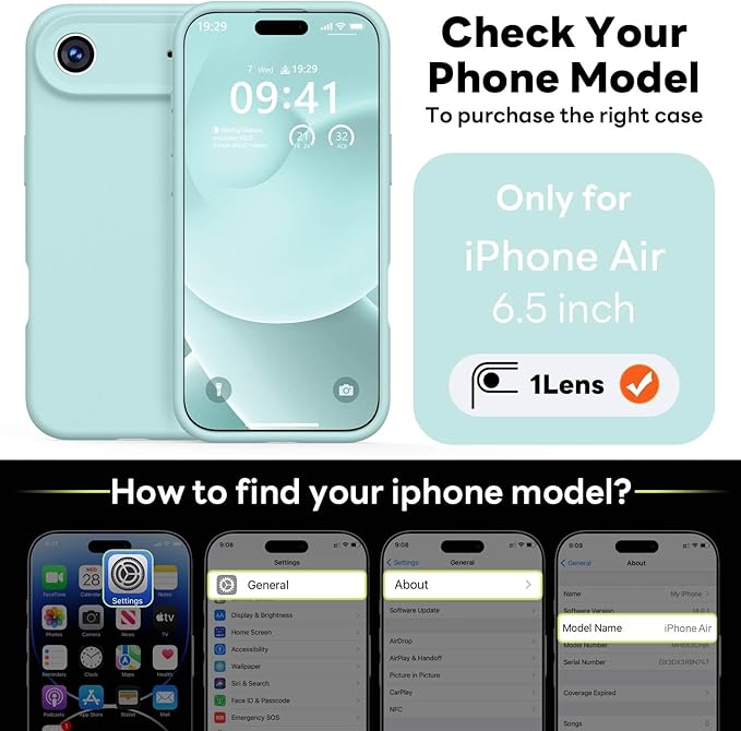 Vooii Magnetic Compatible with iPhone Air Case (Compatible with Magsafe) (Upgraded Camera Protection) Liquid Silicone Shockproof Full Body Protective Phone Cover for Women Men, Mint, 6.5"