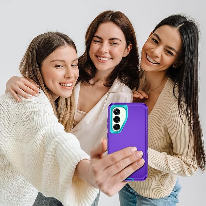 for Samsung Galaxy S25 Case Heavy Duty Protective Shockproof Dropproof 3-Layer Full Body Protection [Without Screen Protector] Tough Rugged Case for Galaxy S25,Purple/Green