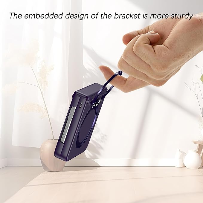 Magnetic Case for Samsung Galaxy Z Flip 5 Compatible with Magsafe, Built-in Kickstand & TPU Hinge Protection Flip 5 Case, Matte PC Cover Ultra Shockproof Phone Case for Z Flip5 (Dark Purple)