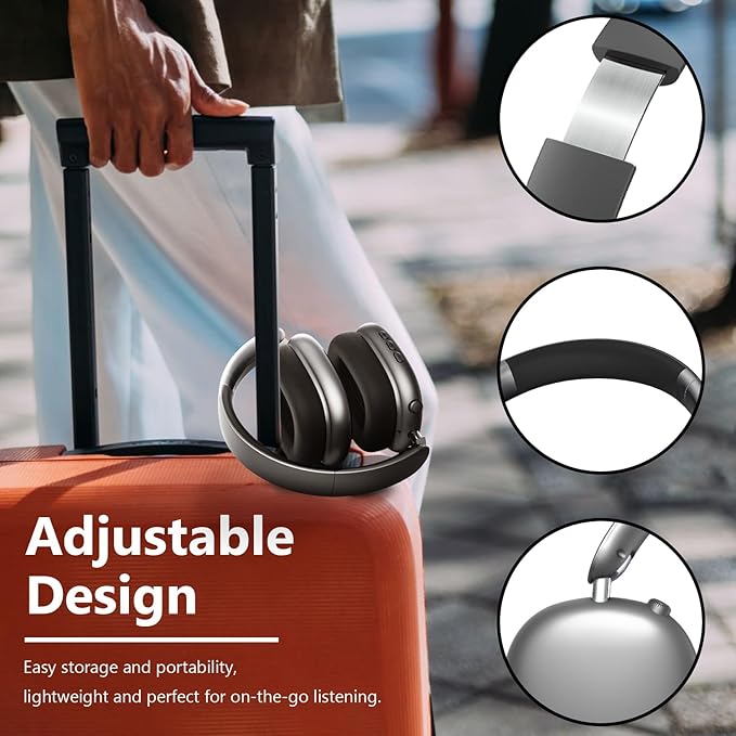 Y01 Wireless Over Ear Headphones, Noise Canceling Bluetooth 5.3 Headphones with Microphones,Hi-Res Audio,48H Playtime,Foldable,Breathable Soft Earpads for iOS/Android/Samsung/PC-Space Grey