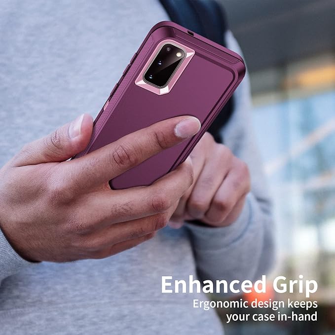 for Galaxy S20 FE 5g Case,Shockproof Dropproof Dustproof 3-Layer Full Body Protection Rugged Heavy Duty High Impact Hard Cover Case for Galaxy S20 FE 6.5 inch,Purple/Pink