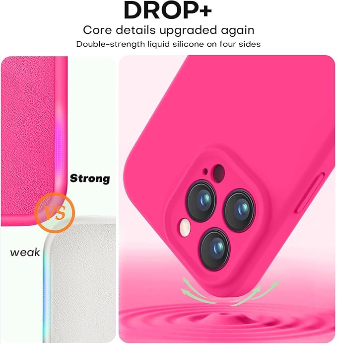 Vooii Compatible with iPhone 13 Pro Max Case, Liquid Silicone Upgrade [Camera Protection] [Soft Anti-Scratch Microfiber Lining] Shockproof Phone Case for iPhone 13 Pro Max 6.7 inch - Hot Pink