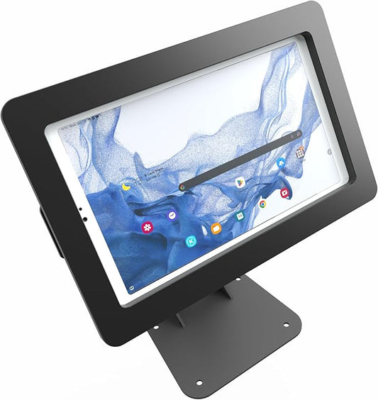 TABcare Anti-Theft Acrylic Case with 360 Rotate 180 Swivel Metal Desktop Stand & 90-Degree USB C Cable for Samsung Galaxy TAB A9 8.7" Tablet (Black, TAB A9 8.7)