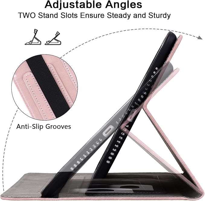 Case for Lenovo Tab M9 9 inch (TB-310FU), Embossed Lace PU Leather Flip Folio Protective Tablet Case with Elastic Band Card Slots Pen Holder, Multi-Angle Viewing Stand Cover - Rose Gold