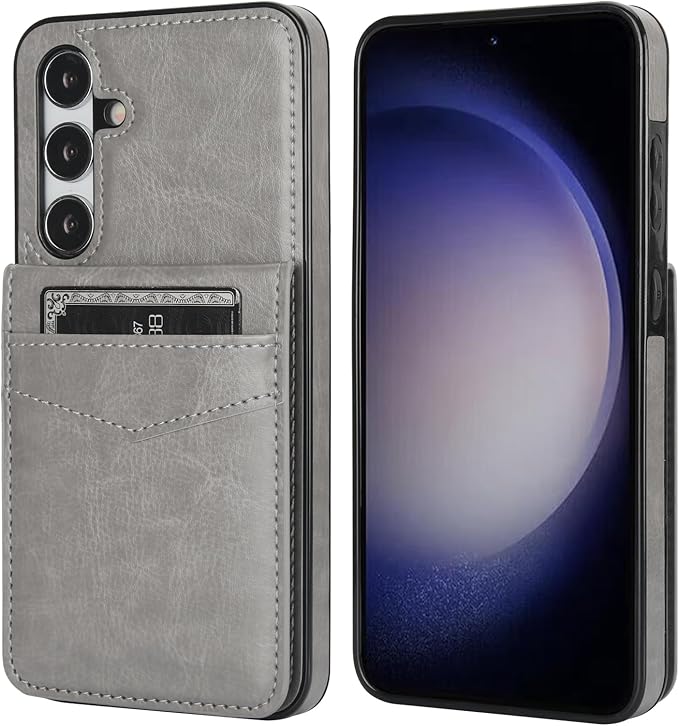 KIHUWEY for Samsung Galaxy S24 Plus Case Wallet with Credit Card Holder, Flip Premium Leather Magnetic Clasp Kickstand Heavy Duty Protective Cover for Samsung Galaxy S24 Plus 6.7" (Gray)