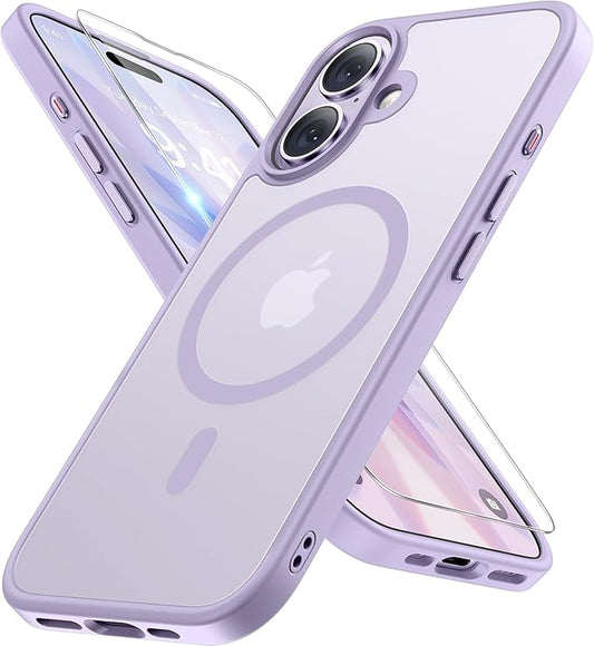 Miracase Magnetic for iPhone 17 Case (Compatible with MagSafe) with Screen Protector Military-Grade Protection, Anti-Fingerprint Translucent Matte Phone Cover for iPhone 17 6.3 inch, Light Purple
