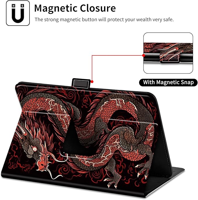 for Lenovo Tab M9 Case,9 inch Tablet Cover, Magnetic Closure Travel Portable Protective Case with 360 Degree Rotating Stand for Lenovo Tab M9 TB-310FU 2023-Flying Dragon