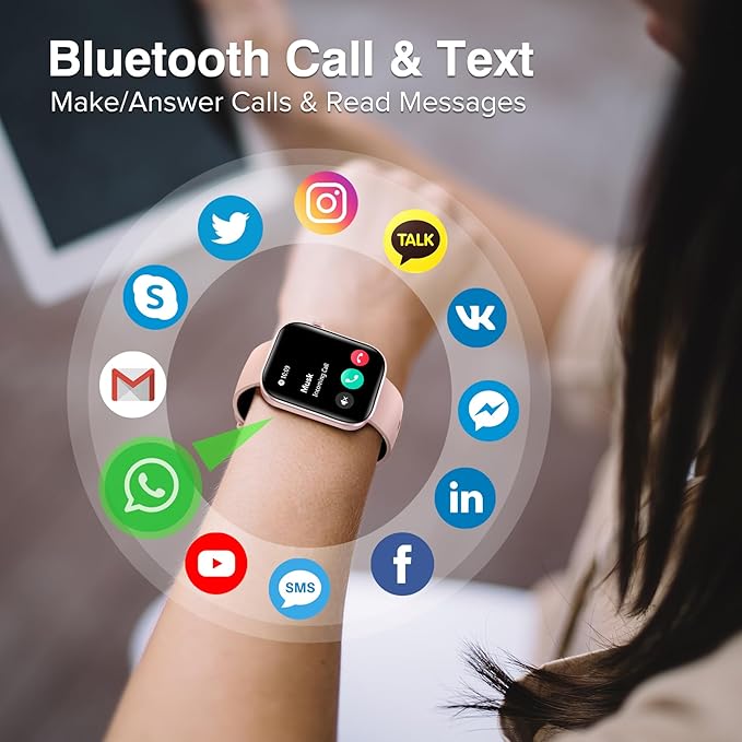 BRIBEJAT Smart Watch for Men Women (Make/Answer Call), HD 2.01'' Smartwatch IP68 Waterproof, Fitness Tracker Pedometer SpO2/Heart Rate/Sleep Monitor, Compatible with iPhone Samsung iOS Android Phone