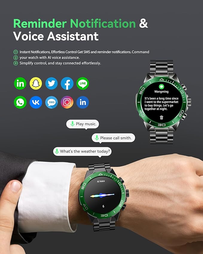 SOUYIE Men's Luxury Smart Watch - 1.43" AMOLED Display Smartwatch with HD Bluetooth Calling, 400mAh 30-Day Battery, 100+ Sports Modes, Health Monitor with Metal/Silicone Straps for Android iPhone