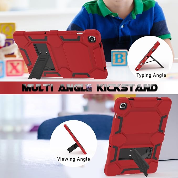 Case Compatible with Samsung Galaxy Tab A9+ / A9 Plus 11 inch 2023 - Heavy Duty Rugged Shockproof Protective Cover with Kickstand - for Samsung Tab A9+ Tablet (SM-X210/X216/X218), Red+Black