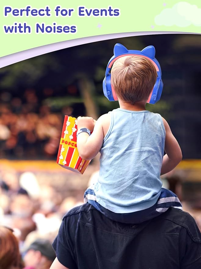 Dr.meter Noise Cancelling Headphones for Kids, SNR 32dB Hearing Protection Earmuffs for Noise Reduction, Ear Muff for Autism Sensory Monster Jam Derby Demo Mowing Concert Air Show Blue