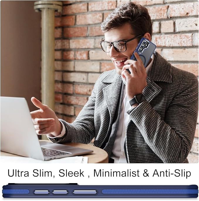 for Samsung Galaxy S23 FE Case Compatible with Magsafe, Color Hybrid Design Shockproof Protection with Anti-Slip Grip, Magnetic Translucent Phone Case for Galaxy S23 FE (Darkblue)