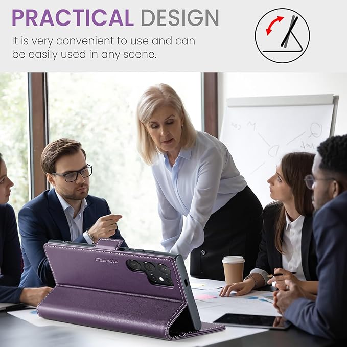 for Samsung Galaxy S25 Ultra Case, Premium PU Leather Wallet Case Flip Cover with [RFID Blocking][Card Holder][Stand Function] Shockproof Protective for Samsung Galaxy S25 Ultra, Purple