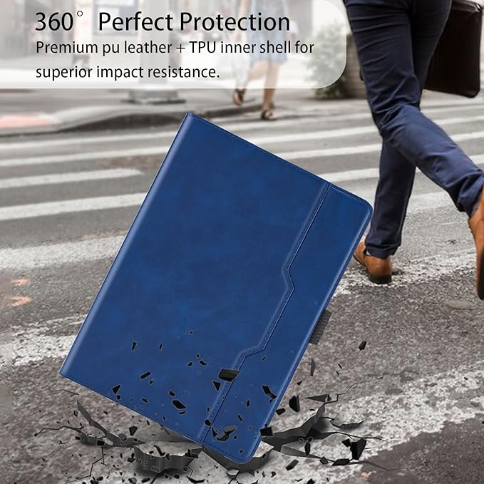 Case for Samsung Galaxy Tab S10+ Plus 2024 / S9 FE+ Plus/ S9+ Plus 12.4 Inch 2023 Magnetic Multi-Angle Leather Folio Stand Shell Folio with Card Holder Galaxy Tab S9+/S9 FE+,Blue