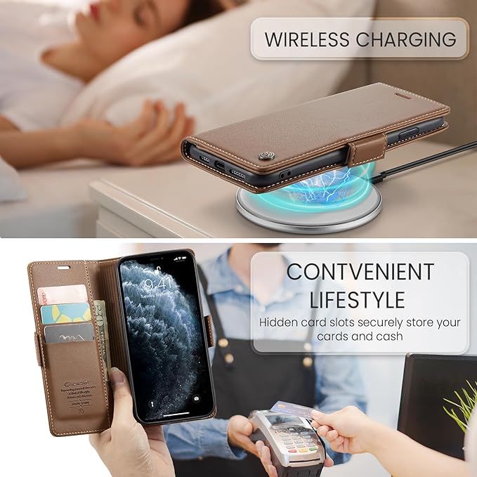 for iPhone 11 Pro Max Case, Premium PU Leather Wallet Case Flip Cover with [RFID Blocking][Card Holder][Stand Function] Shockproof Protective for iPhone 11 Pro Max, Brown