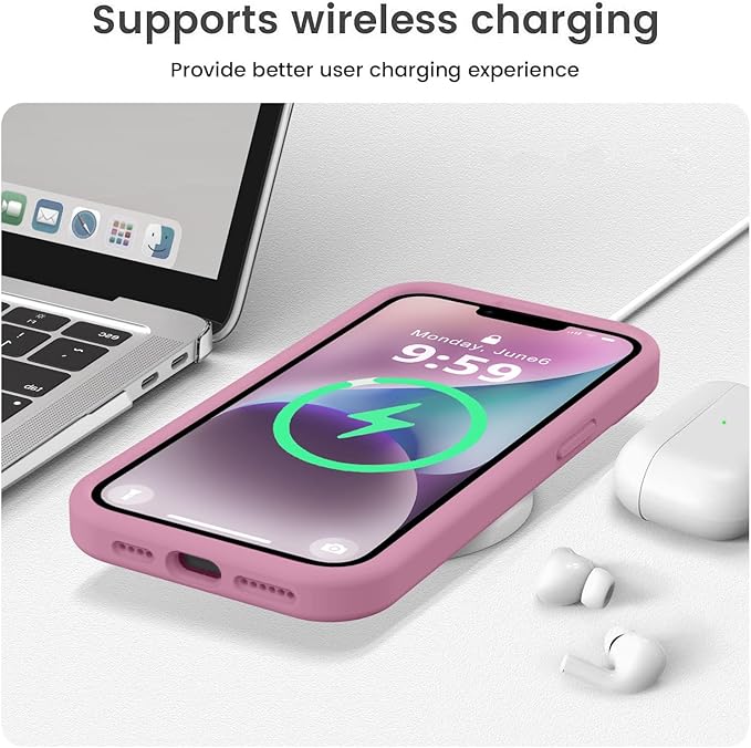 Vooii Compatible with iPhone 13 Pro Case, Liquid Silicone Upgrade [Camera Protection] [Soft Anti-Scratch Microfiber Lining] Shockproof Phone Case for iPhone 13 Pro 6.1 inch - Lavender Purple