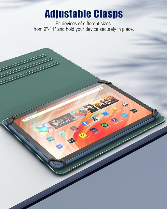 TiMOVO Universal Case for 9-11 Inch Tablet, 360 Degree Rotating Stand Protective Cover with Pen Pocket for 9 10 10.1 Inch Android Touchscreen Tablet, Midnight Green