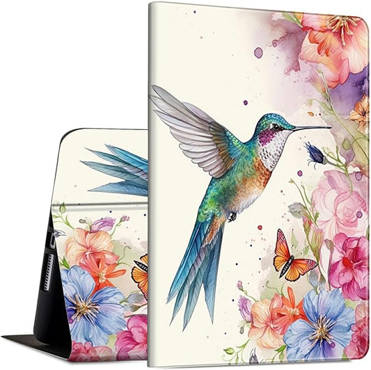 Case for Microsoft Surface Pro 9 / Pro 9 5G 13-Inch 2022 PU Leather Slim Lightweight Multiple Angles Stand Smart Cover with Auto Wake/Sleep for Microsoft Surface Pro 9 2022, Hummingbirds Flower
