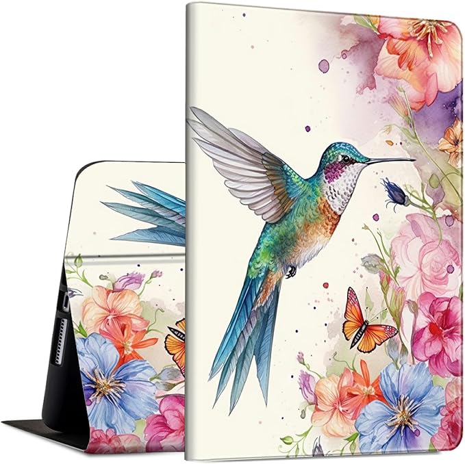 Case for Microsoft Surface Pro X (2021/2020/2019) 13 Inch PU Leather Slim Lightweight Multiple Angles Stand Smart Cover with Auto Wake/Sleep for New Surface Pro X 2021, Hummingbirds Flower