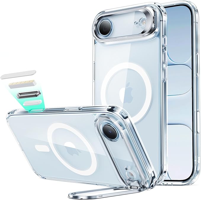 ESR for iPhone Air Case with Stash Stand, Camera Control Cover Compatible with MagSafe, Military-Grade Drop Protection Magnetic Phone Case for iPhone 17 Air Case, Scratch-Resistant Back Cover,Clear