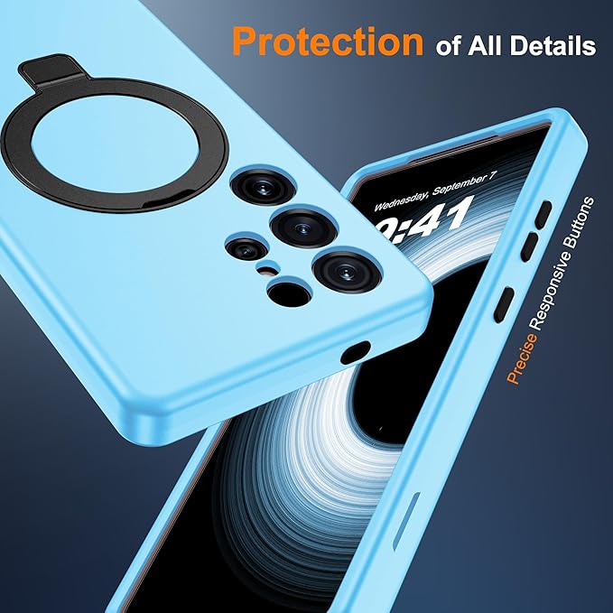 Designed for Samsung Galaxy S25 Ultra Case with Magnetic Ring Stand [Compatible with Mag-Safe][Military Grade Drop Protection][Build in Kickstand] S25 Ultra Phone Case 6.9",Blue