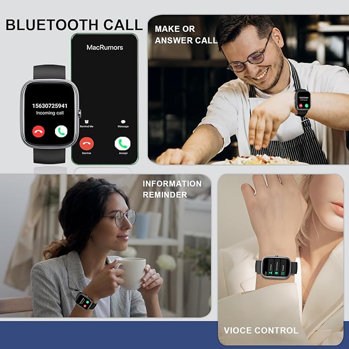 Kuizil Smart Watch for Men Women, 1.91" Smartwatch (Answer/Make Call), Fitness Tracker with 100+ Sport Modes, IP68 Waterproof, Heart Rate/Sleep Monitor, Pedometer, Activity Tracker for Android iOS