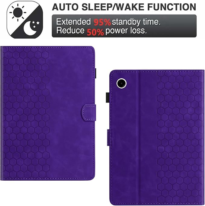 DTangLsm Case for Samsung Galaxy Tab A9 Plus/A9+ 5G 11 Inch 2023 (SM-X210/ X216/ X218) Multi-Angle Viewing PU Leather Smart Folio Stand Cover for Galaxy Tab A 9+ Case with Pen Holder, Honeycomb Purple
